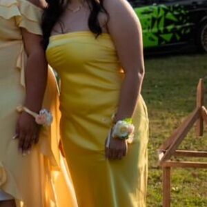 Elegant Yellow Strapless Dress